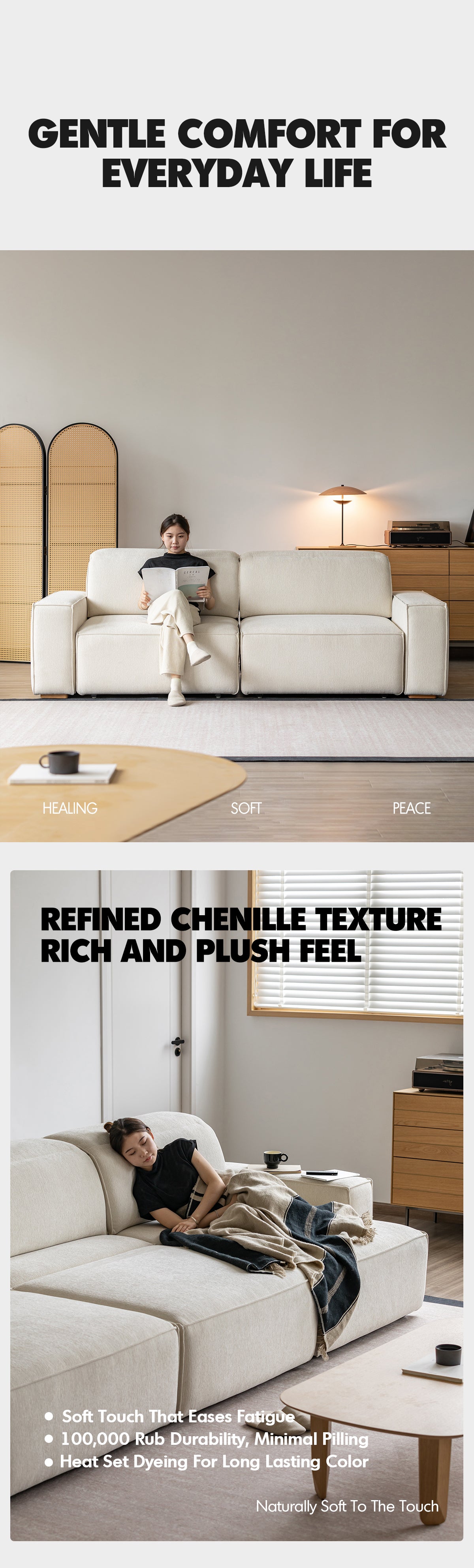 Minimalist Chenille Velvet Fabric Electric Recliner 3 Seater Sofa Bed STRING Good to Know - 8