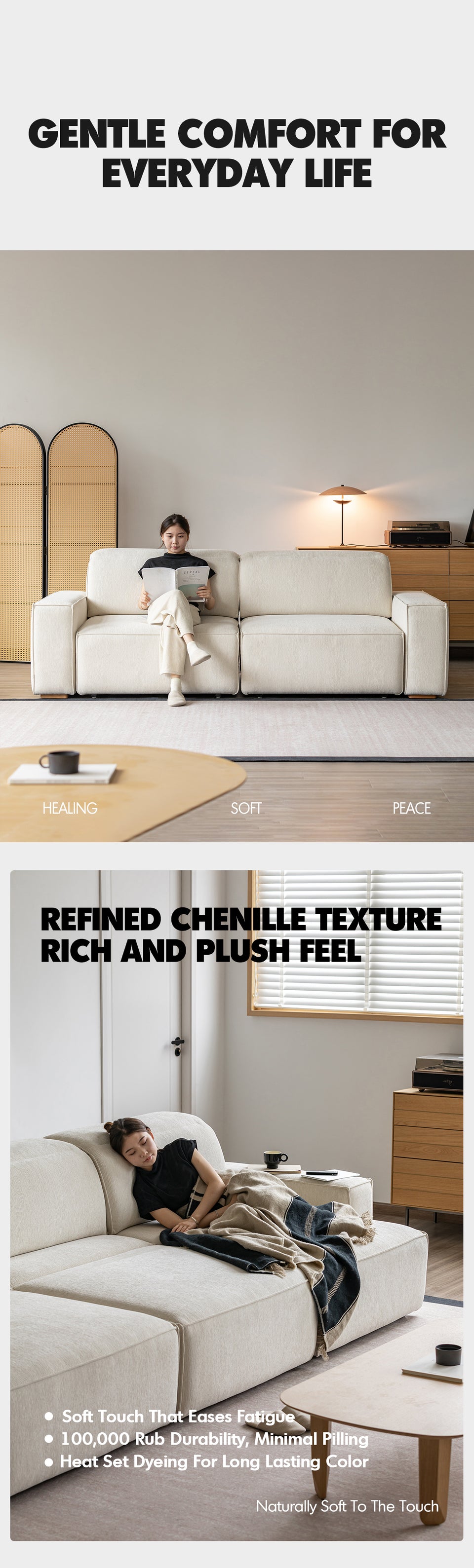 Minimalist Chenille Velvet Fabric Electric Recliner 3 Seater Sofa Bed STRING More Details and Instruction_8