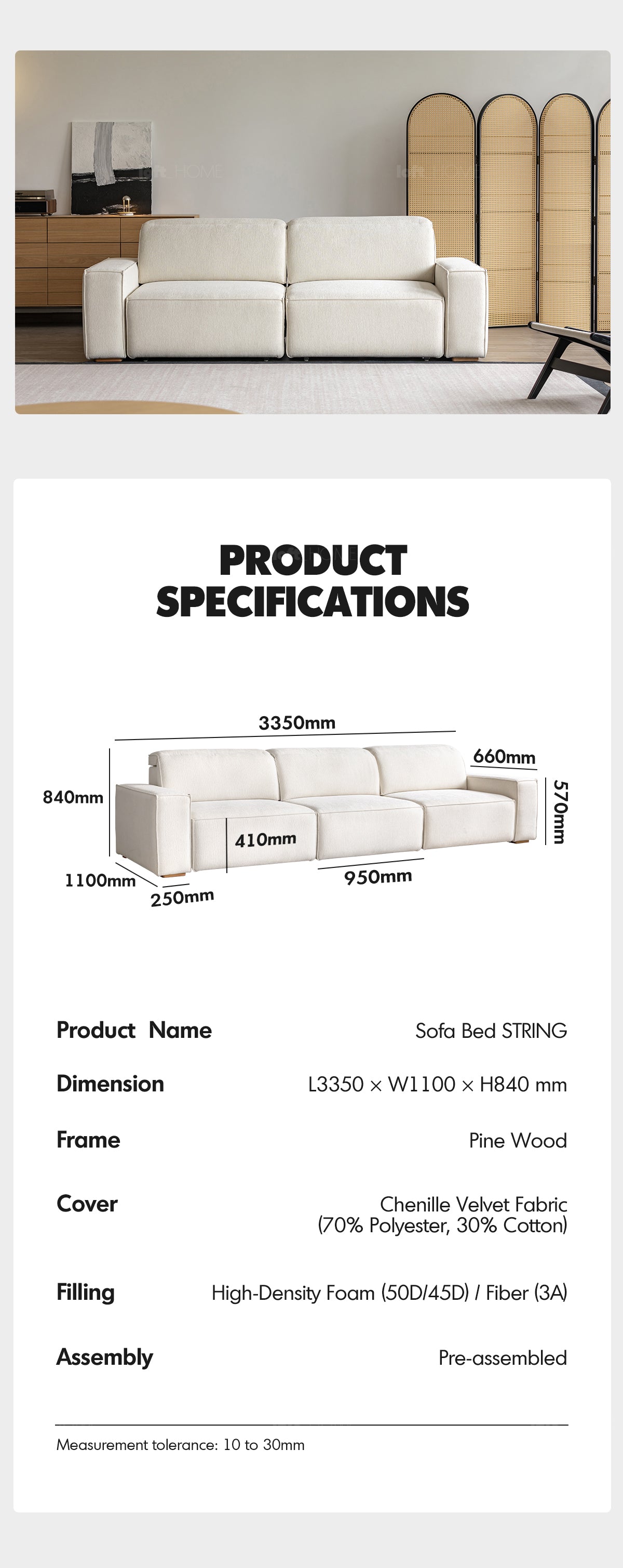 Minimalist Chenille Velvet Fabric Electric Recliner 4 Seater Sofa Bed STRING Good to Know - 13