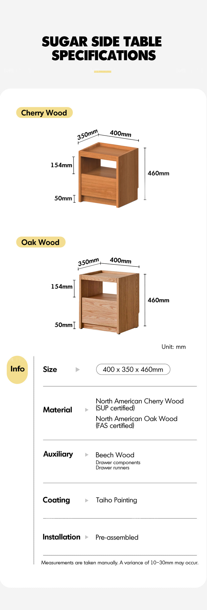 Scandinavian Cherry Wood Side Table SUGAR Good to Know - 7