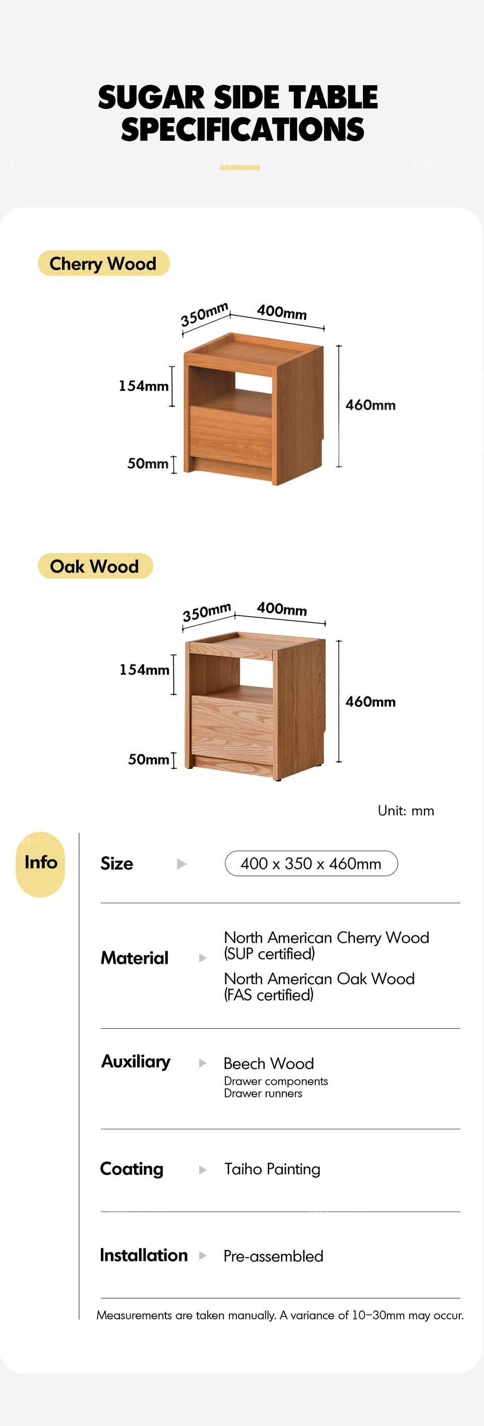 Scandinavian Oak Wood Side Table SUGAR More Details and Instruction_7