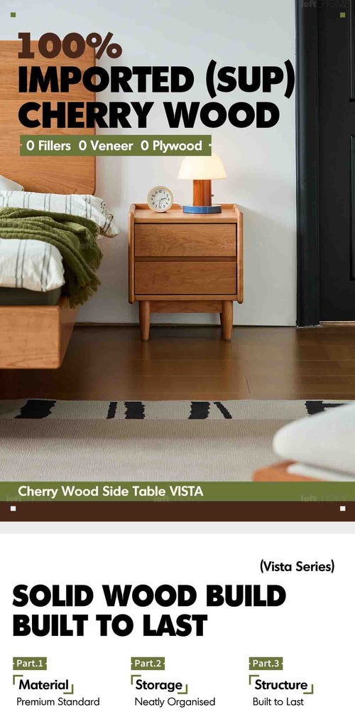 Scandinavian Cherry Wood Side Table VISTA Good to Know Preview-1