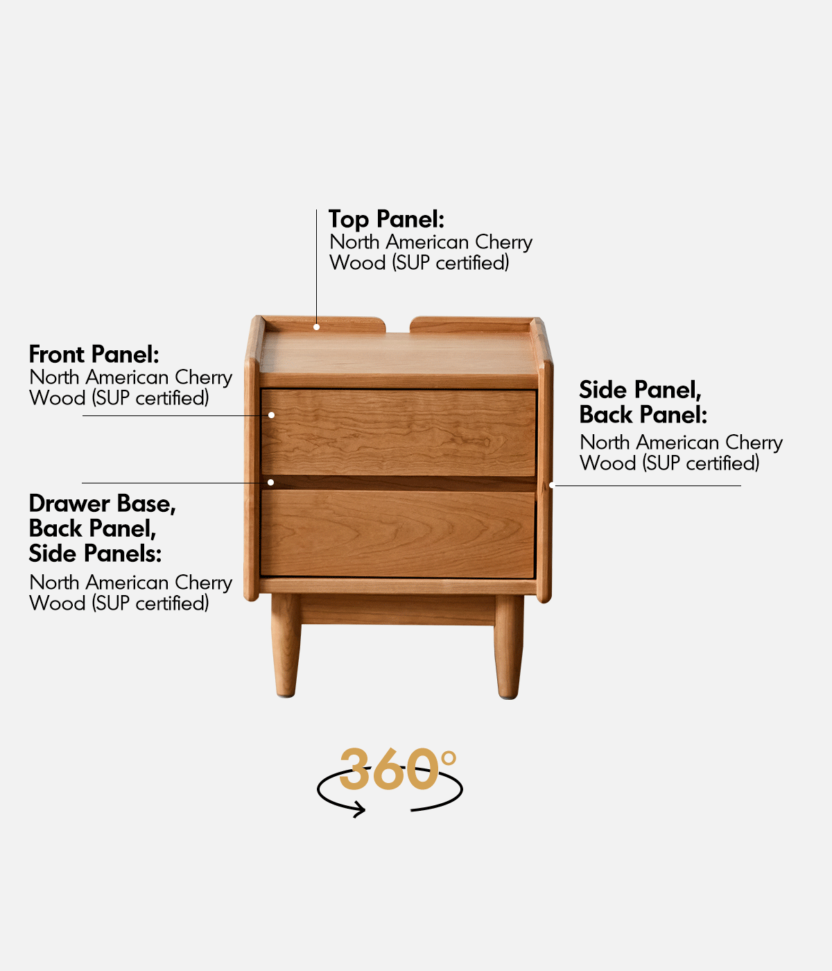 Scandinavian Cherry Wood Side Table VISTA Good to Know - 2