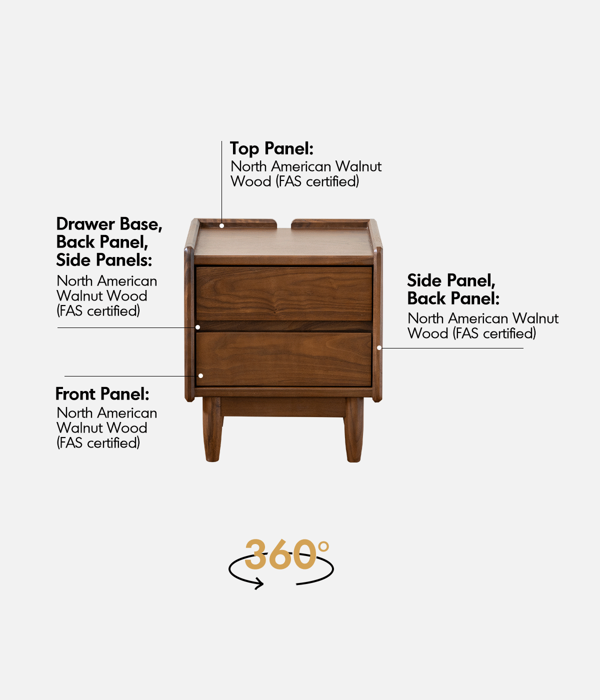 Japandi Walnut Wood Side Table VISTA Good to Know - 2