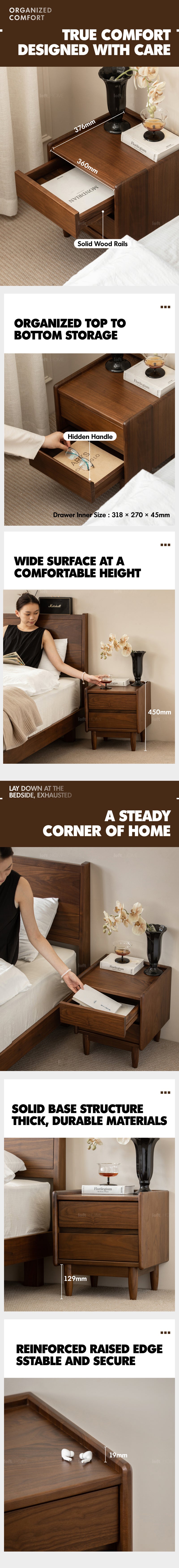 Japandi Walnut Wood Side Table VISTA Good to Know - 4