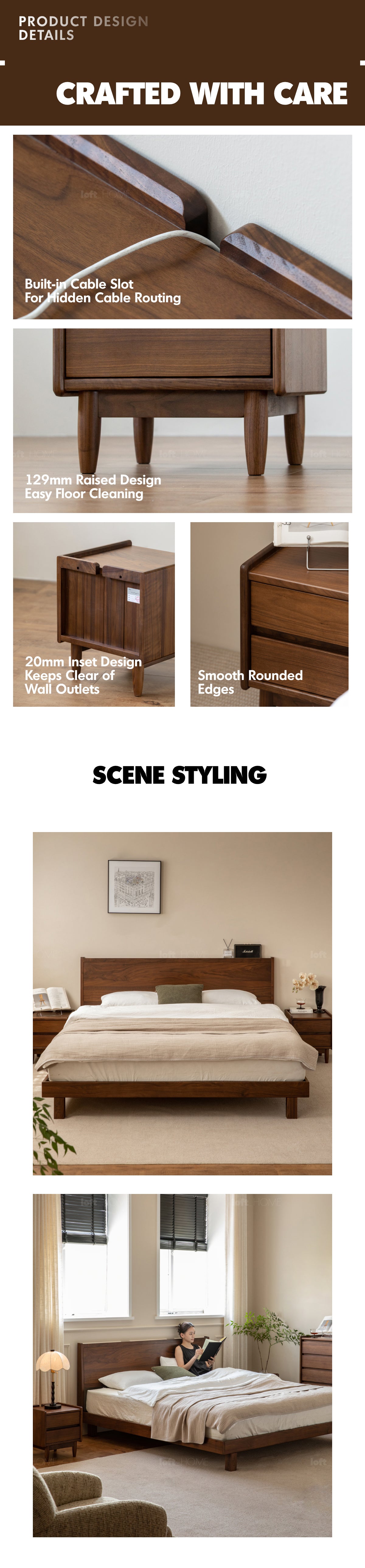 Japandi Walnut Wood Side Table VISTA Good to Know - 5