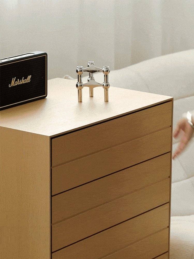 Minimalist Ash Wood Veneer Chest Of 5 Drawers MOI Good to Know - 3