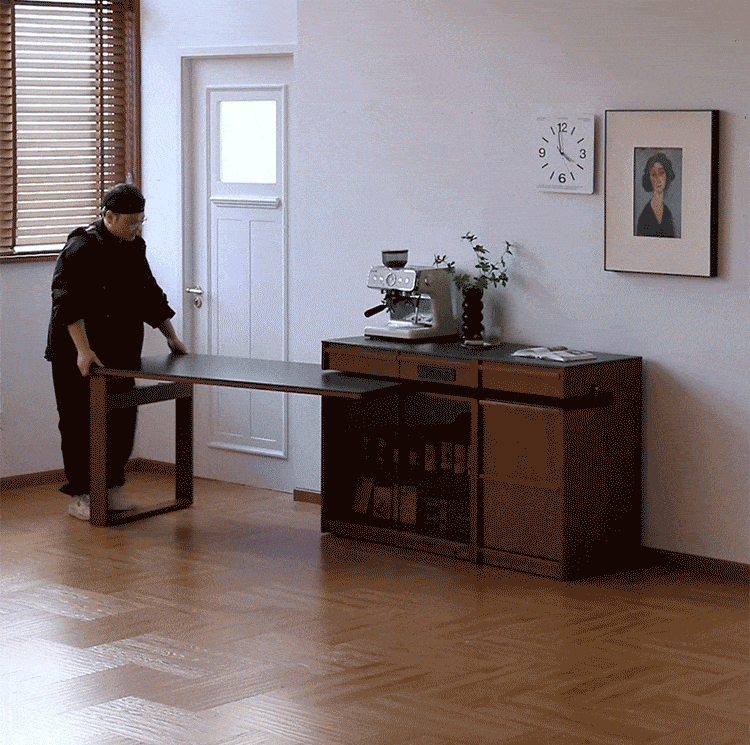 Vintage Boxwood Sintered Stone Extendable Island Dining Table With Cabinet SKELETAL Good to Know - 2