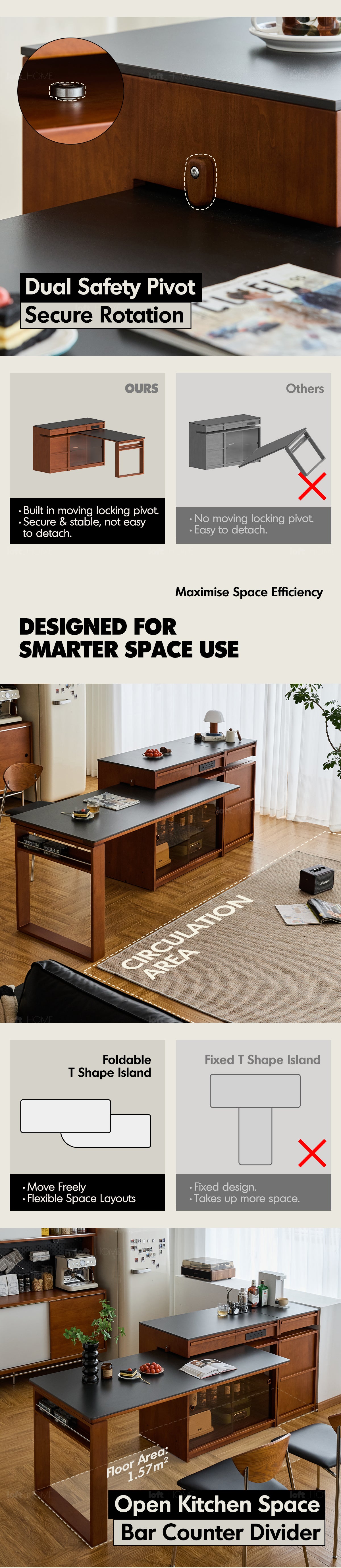 Vintage Boxwood Sintered Stone Extendable Island Dining Table With Cabinet SKELETAL Good to Know - 3