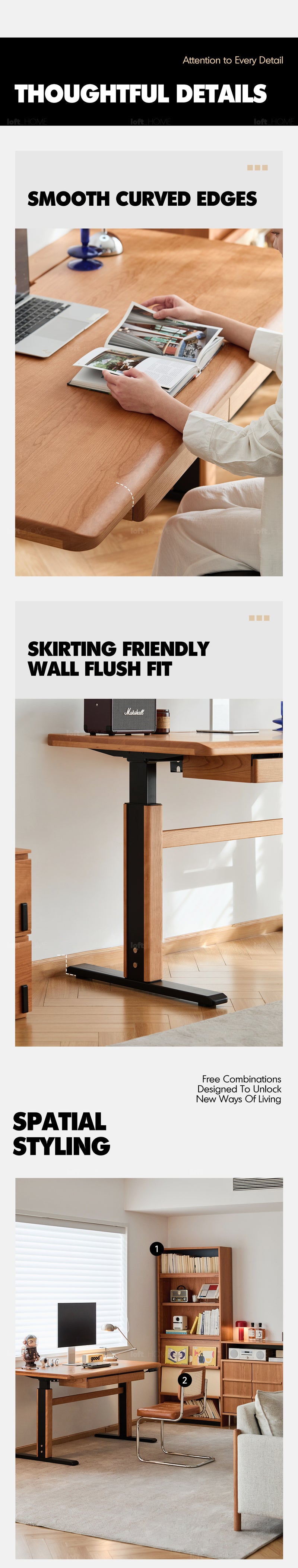 Scandinavian Cherry Wood Electric Height Adjustable Study Table CLOUD LIFTING Good to Know - 15