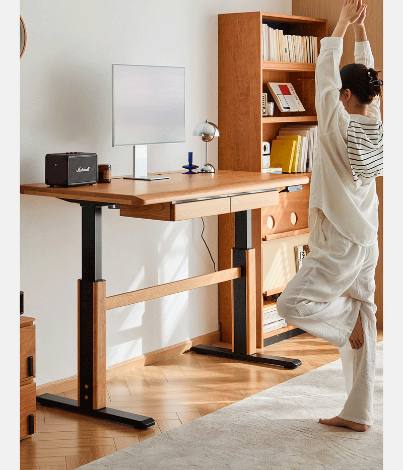 Scandinavian Cherry Wood Electric Height Adjustable Study Table CLOUD LIFTING Good to Know - 2