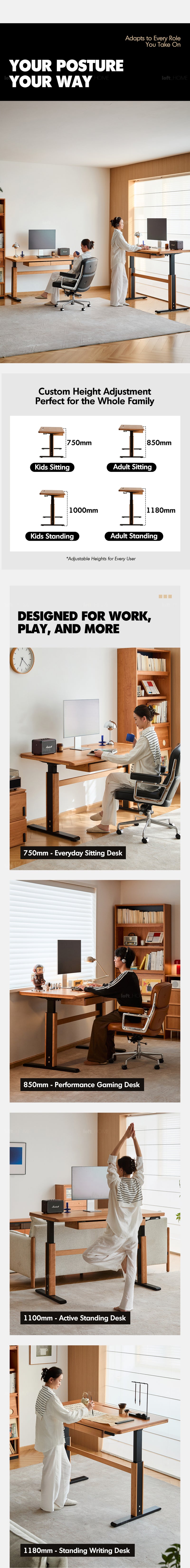 Scandinavian Cherry Wood Electric Height Adjustable Study Table CLOUD LIFTING Good to Know - 5