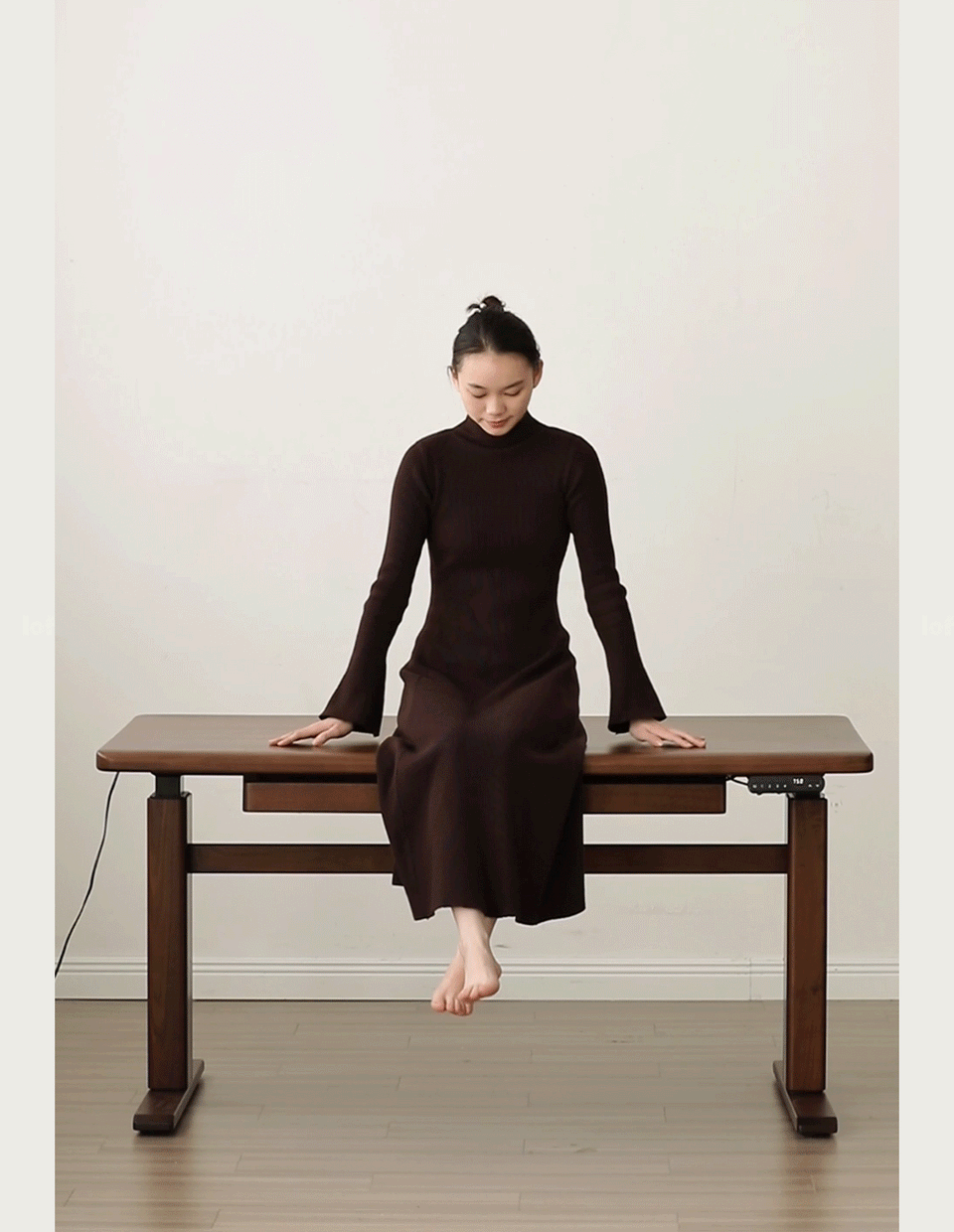 Japandi Walnut Wood Electric Height Adjustable Study Table CLOUD LIFTING More Details and Instruction_10