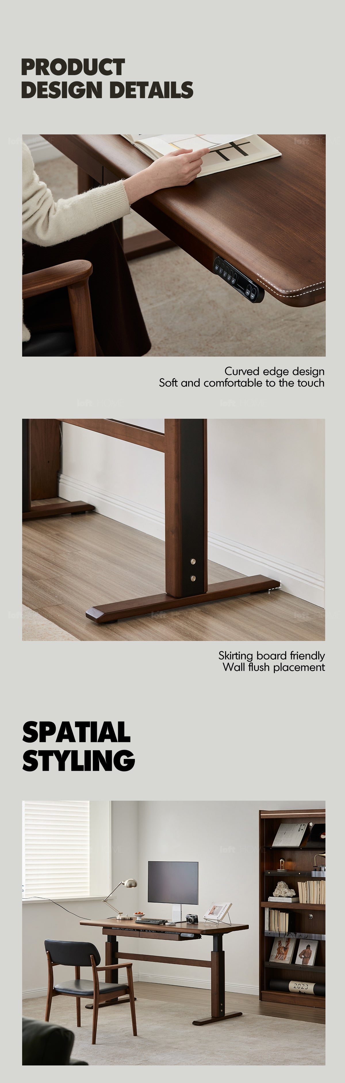 Japandi Walnut Wood Electric Height Adjustable Study Table CLOUD LIFTING Good to Know - 12