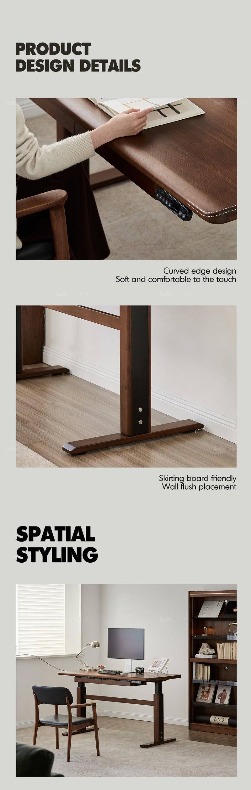 Japandi Walnut Wood Electric Height Adjustable Study Table CLOUD LIFTING Good to Know - 12