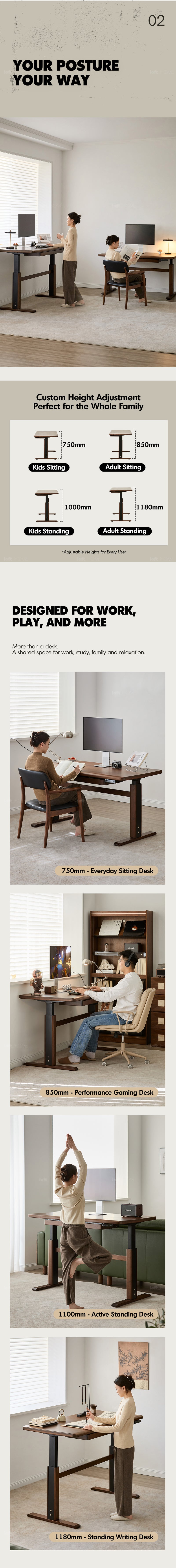 Japandi Walnut Wood Electric Height Adjustable Study Table CLOUD LIFTING Good to Know - 3