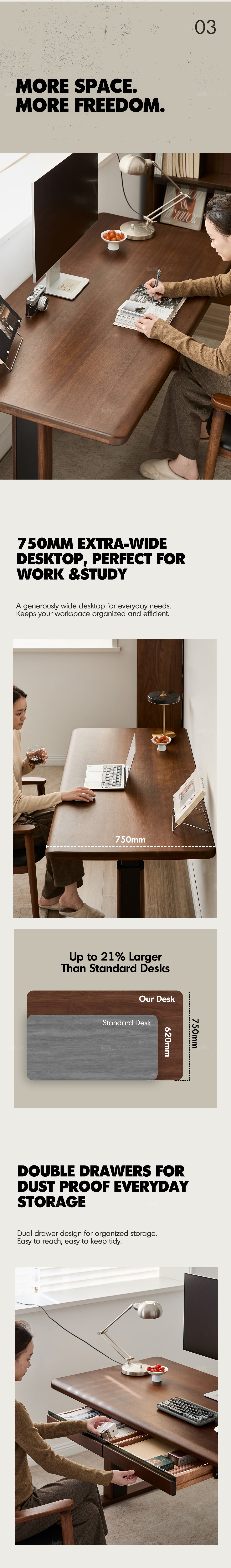 Japandi Walnut Wood Electric Height Adjustable Study Table CLOUD LIFTING Good to Know - 4