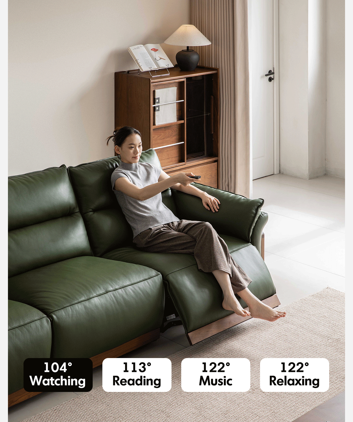 Japandi Walnut Wood Genuine Leather Electric Recliner 3 Seater Sofa EDGELESS Good to Know - 2