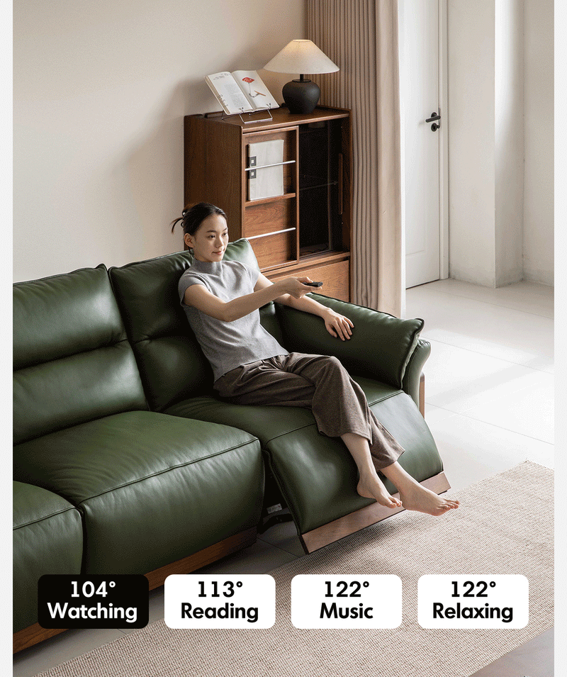 Japandi Walnut Wood Genuine Leather Electric Recliner 3 Seater Sofa EDGELESS Good to Know - 2