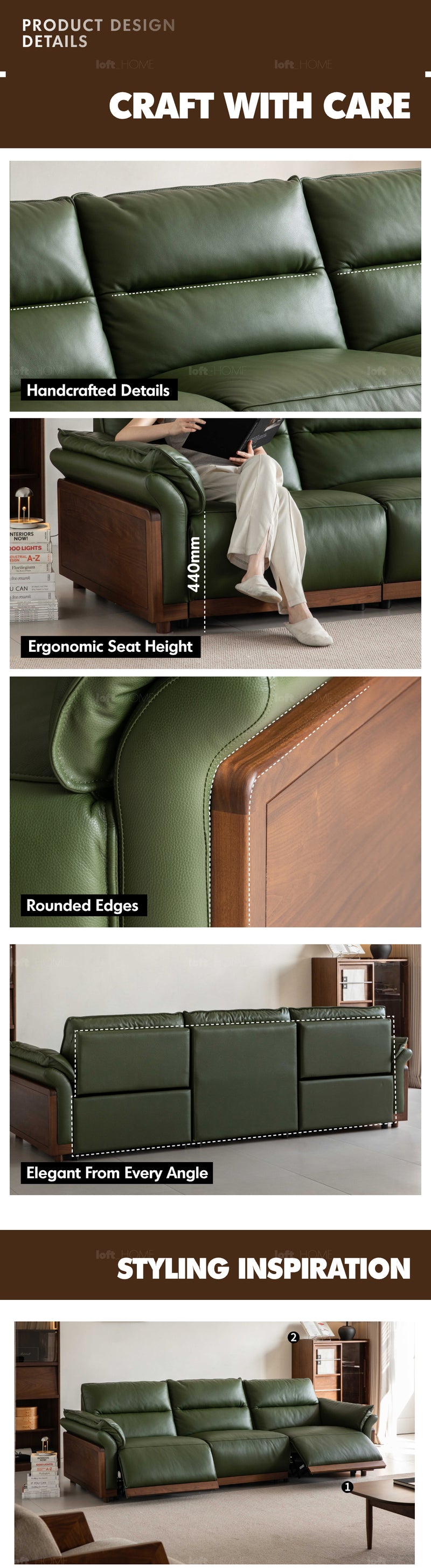 Japandi Walnut Wood Genuine Leather Electric Recliner 3 Seater Sofa EDGELESS Good to Know - 8