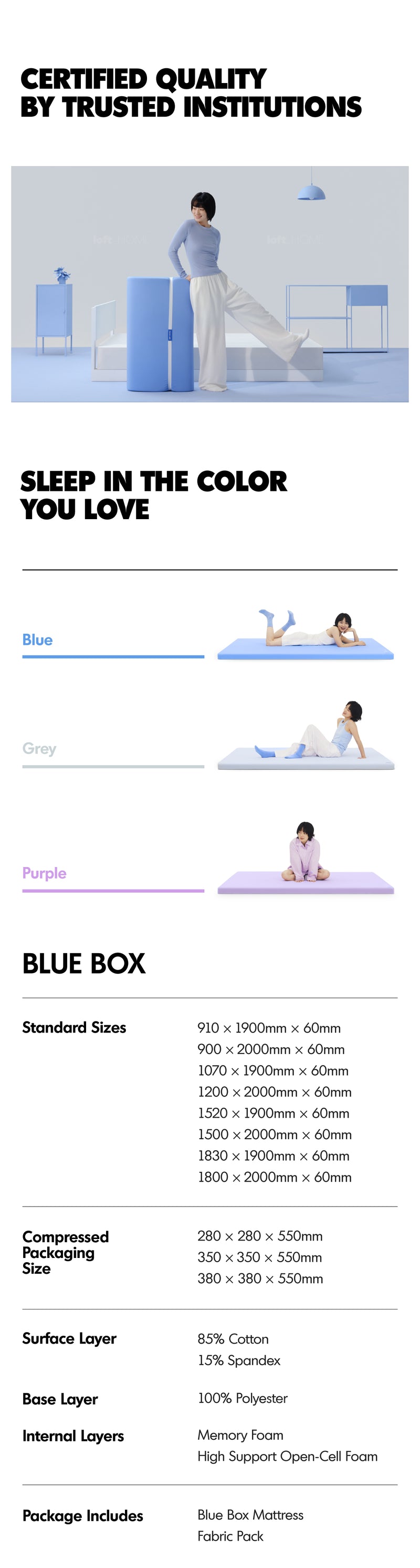 6cm Hybrid Medium Firm Cooling Skin Mattress BLUEBOX LITTLE Good to Know - 10