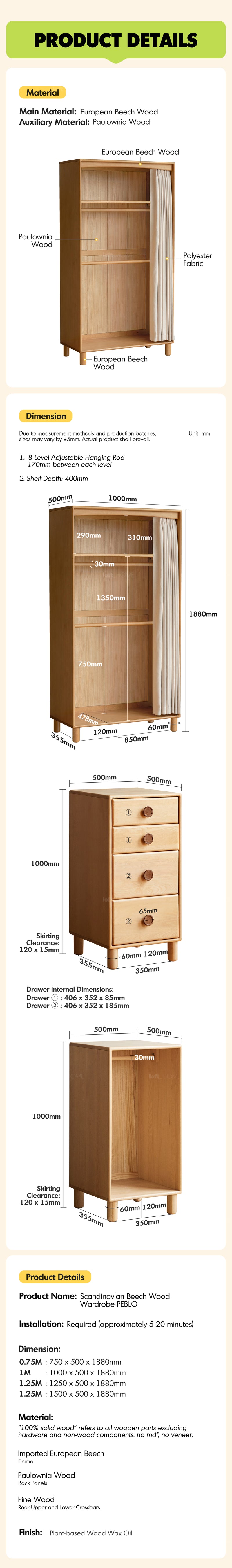 Scandinavian Beech Wood Wardrobe PEBLO Good to Know - 7