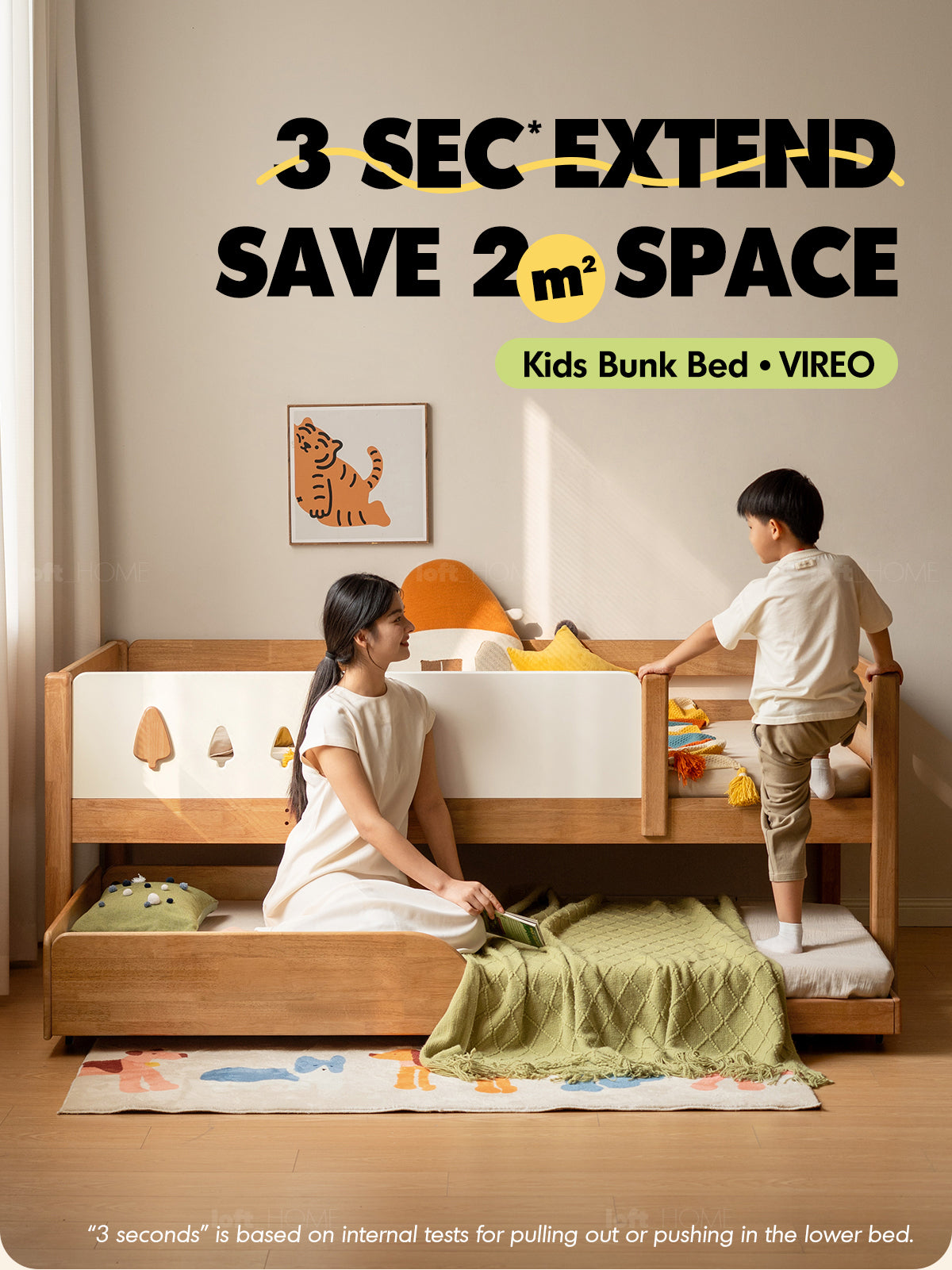 Scandinavian Rubber Wood Kids Bunk Bed With Trundle VIREO Good to Know - 1