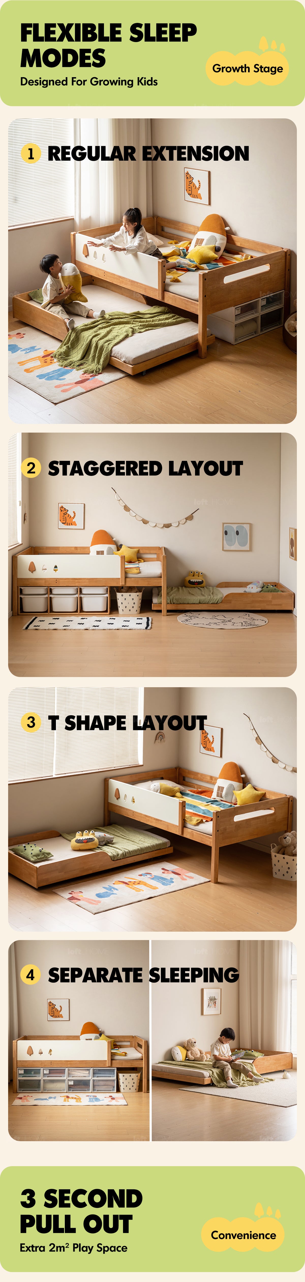 Scandinavian Rubber Wood Kids Bunk Bed With Trundle VIREO Good to Know - 3