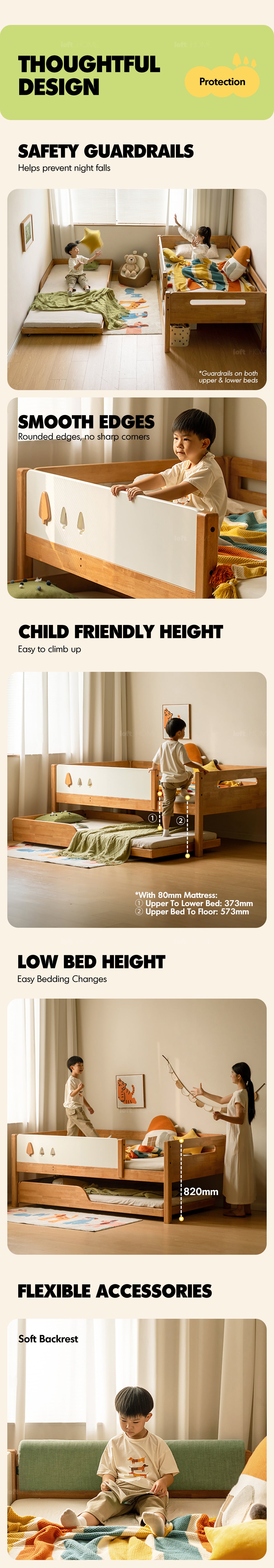 Scandinavian Rubber Wood Kids Bunk Bed With Trundle VIREO Good to Know - 6