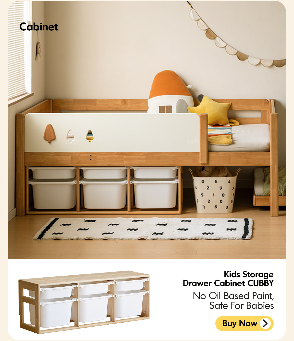Scandinavian Rubber Wood Kids Bunk Bed With Trundle VIREO Good to Know - 7