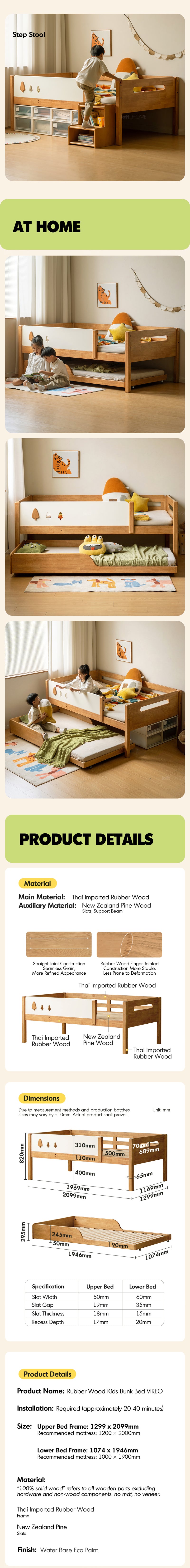 Scandinavian Rubber Wood Kids Bunk Bed With Trundle VIREO Good to Know - 8