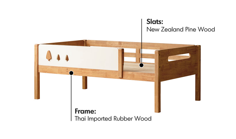 Scandinavian Rubber Wood Kids Bunk Bed With Trundle VIREO Material Details Chart