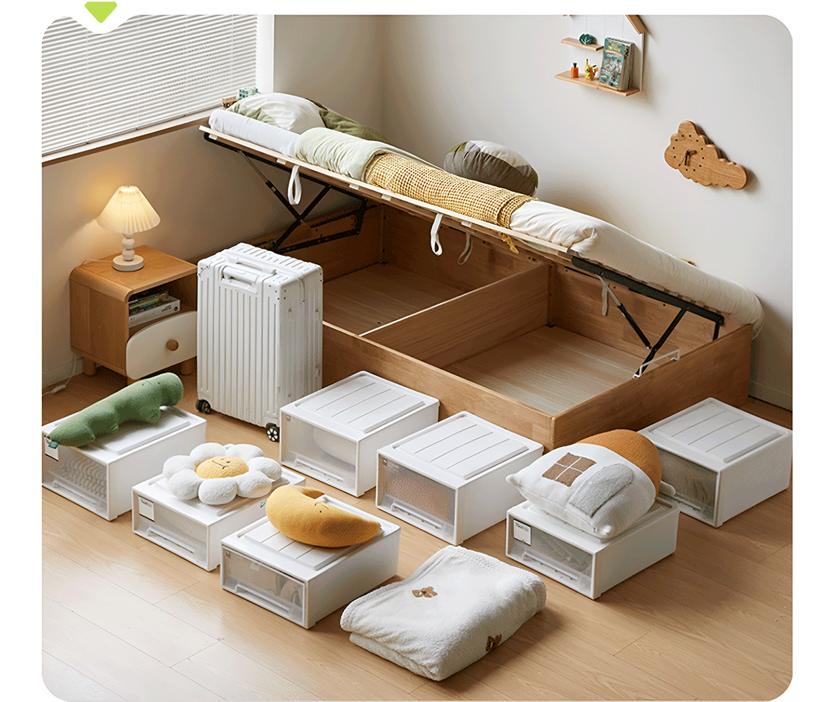 Scandinavian Rubber Wood Kids Storage Bed MIREO Good to Know - 2