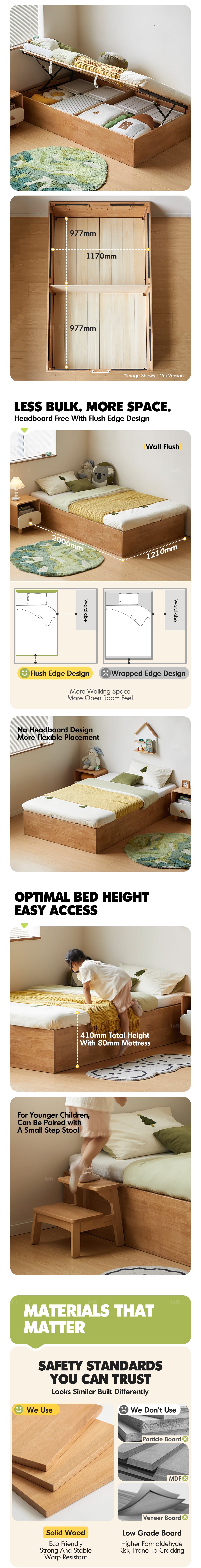 Scandinavian Rubber Wood Kids Storage Bed MIREO Good to Know - 3