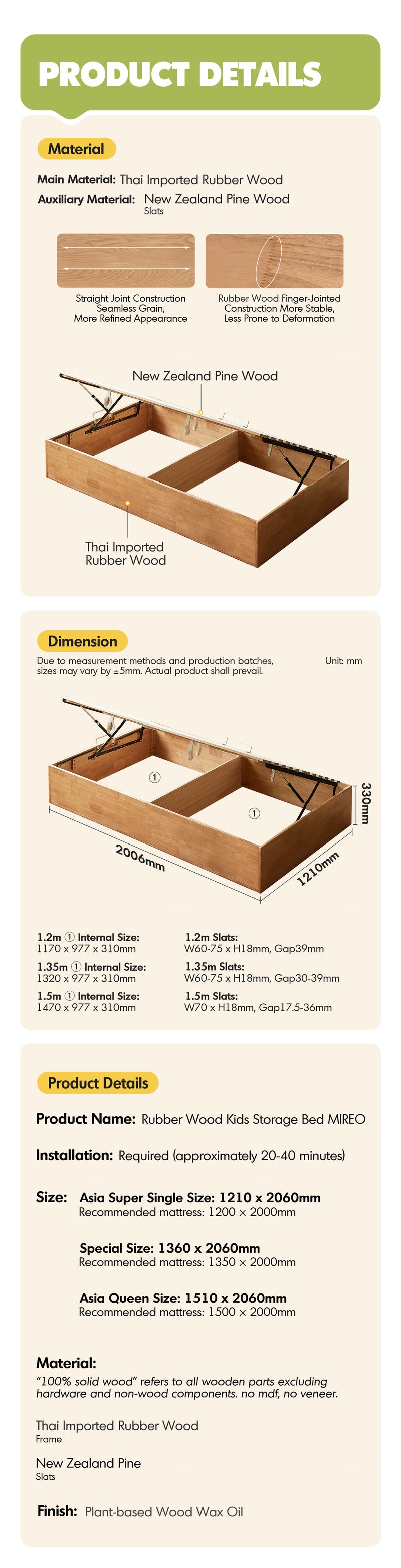Scandinavian Rubber Wood Kids Storage Bed MIREO Good to Know - 5