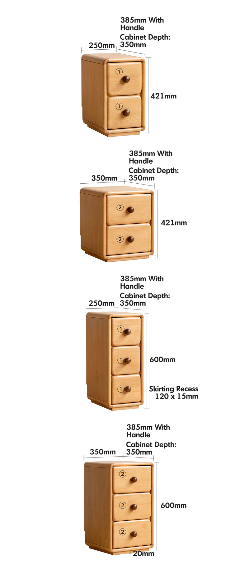 Scandinavian Wood Kids Side Table YUNAE Size Chart
