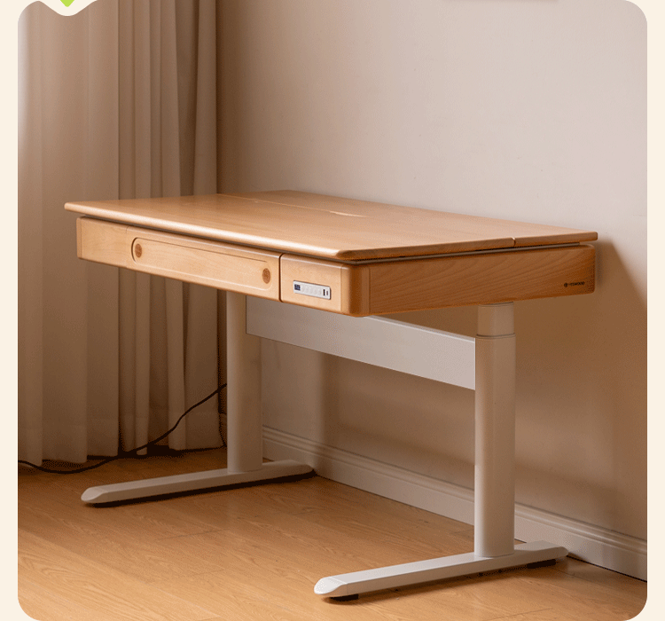 Scandinavian Beech Wood Electric Height Adjustable Kids Study Table With Intergrated LED Light ORBITA Good to Know - 2