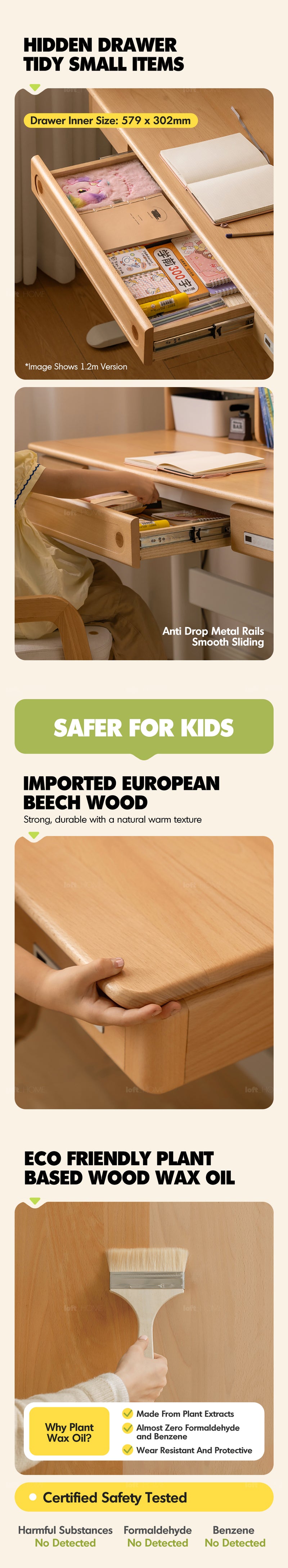 Scandinavian Beech Wood Electric Height Adjustable Kids Study Table With Intergrated LED Light ORBITA Good to Know - 7