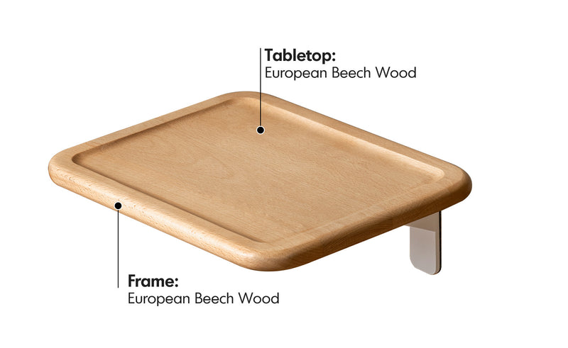 Scandinavian Beech Wood Bedside Floating Shelf PLENI Material Details Chart