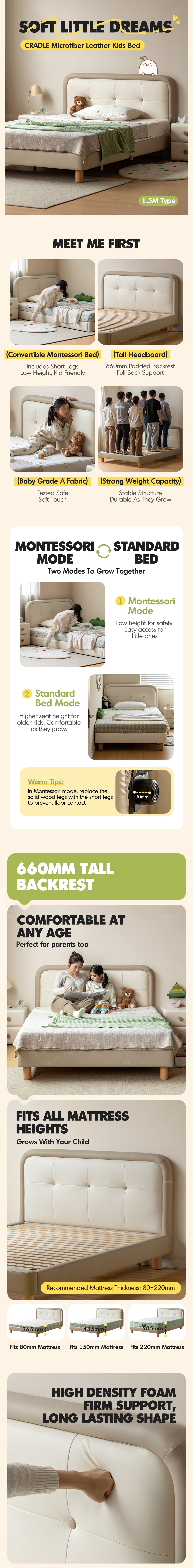 Modern Microfiber Leather Kids Bed CRADLE Good to Know - 1