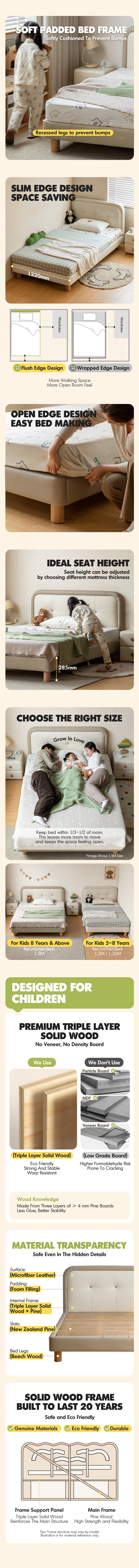 Modern Microfiber Leather Kids Bed CRADLE Good to Know - 6