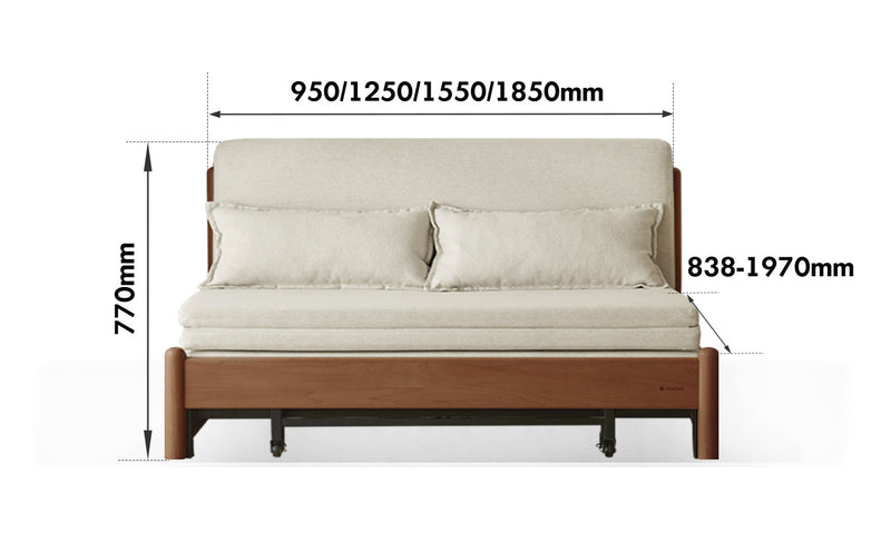 Scandinavian Beech Wood Cotton Fabric Recliner 2 Seater Sofa Bed FLEX Size Chart