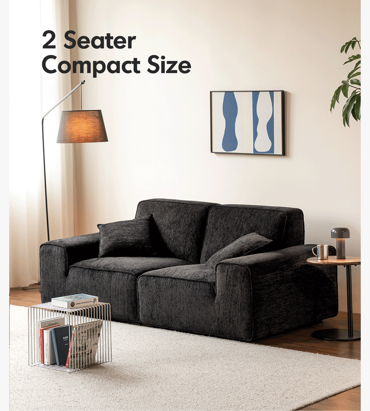 Minimalist Chenille Velvet Fabric 3 Seater Sofa TUFTY TIME