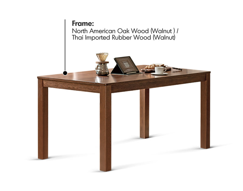 Japandi Oak Wood Dining Table WALDEN Material Details Chart