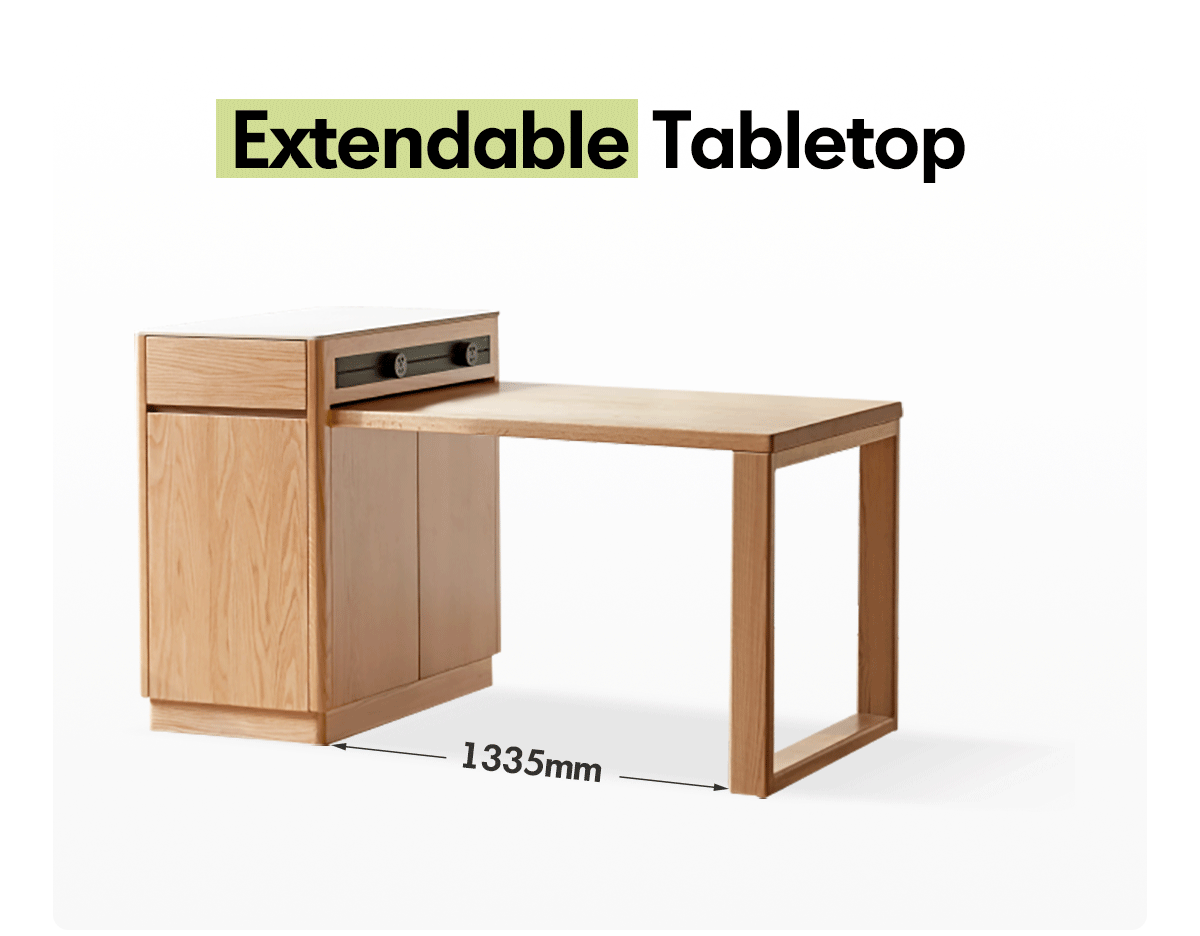 Scandinavian Oak Wood Sintered Stone Extendable Island Dining Table With Cabinet FLEXA Good to Know - 2