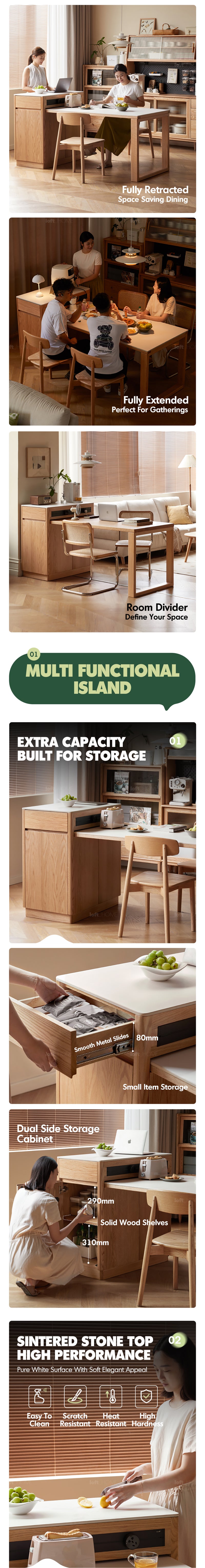 Scandinavian Oak Wood Sintered Stone Extendable Island Dining Table With Cabinet FLEXA Good to Know - 3
