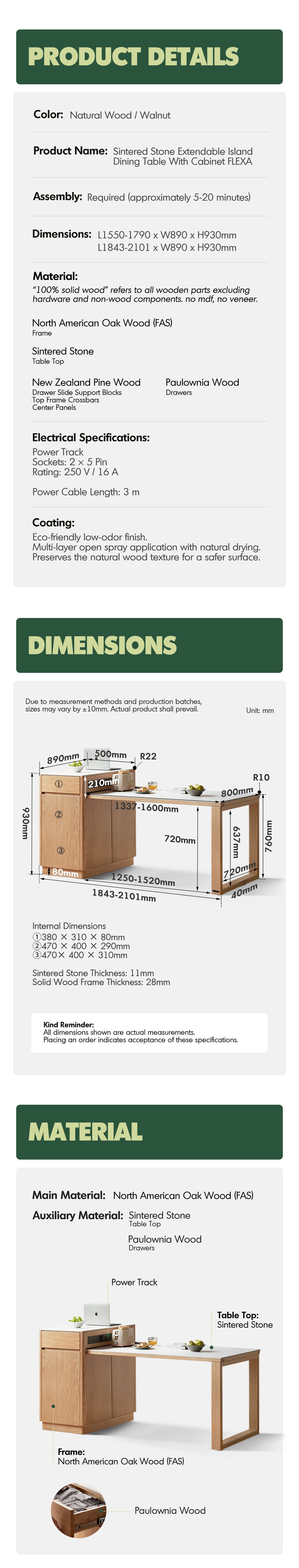 Scandinavian Oak Wood Sintered Stone Extendable Island Dining Table With Cabinet FLEXA Good to Know - 6