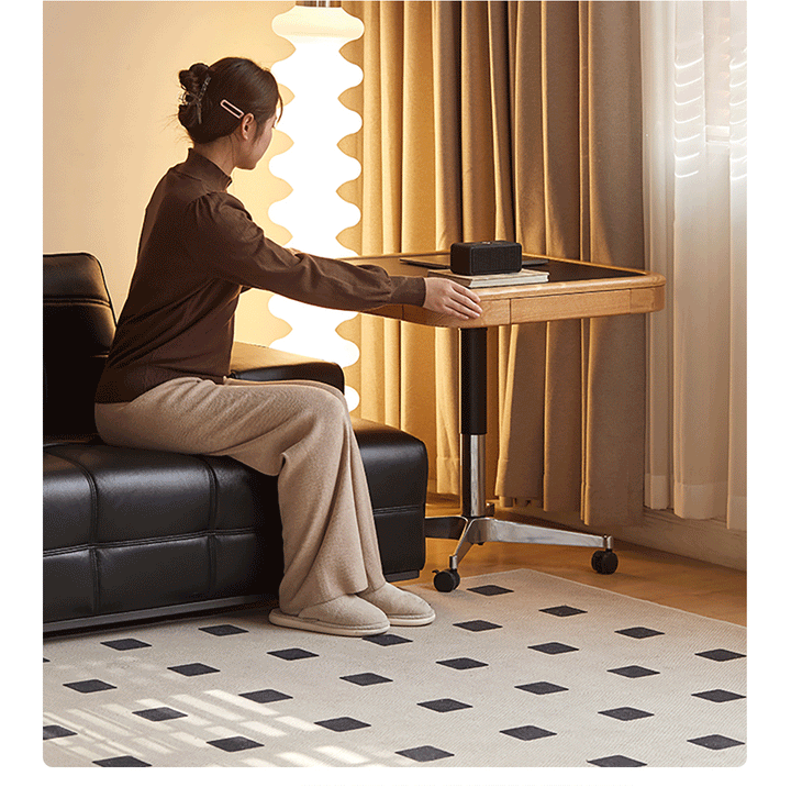 Scandinavian Oak Wood Wheeled Height Adjustable Gaming Table Coffee Table DRIFT