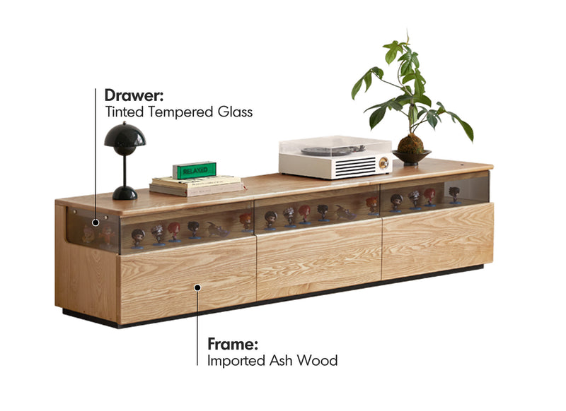 Scandinavian Ash Wood TV Console CURATE Material Details Chart