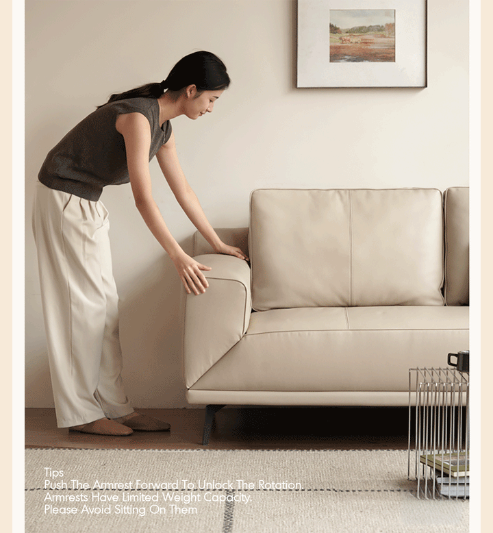 Modern Genuine Leather 2 Seater Sofa Bed LINEA